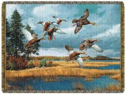 Merrymeet Bay Black Ducks Tapestry Throw