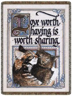 Love Worth Having Cat Tapestry Throw