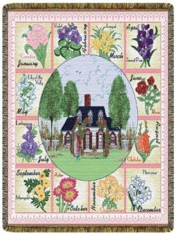 Floral Month Tapestry Throw