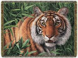 Tiger in the Grass Tapestry Throw