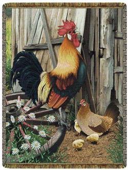 NEW The Rooster Tapestry Throw