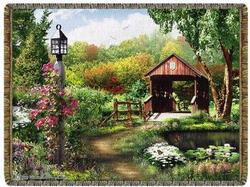 Covered Bridge Tapestry Throw