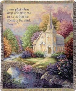Psalm 122:1 Church in the Country Tapestry Throw