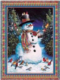 Plaid Snowman Tapestry Throw