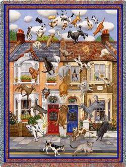 Raining Cats and Dogs Tapestry Throw