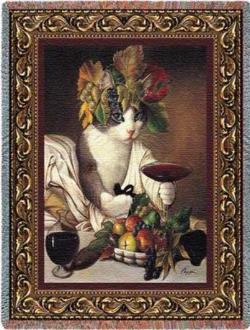 Bacchus Cat Tapestry Throw
