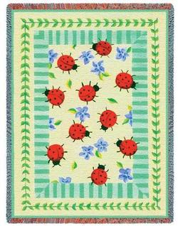 Lady Bug Garden Tapestry Throw