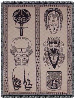 African Masks Throw Blanket