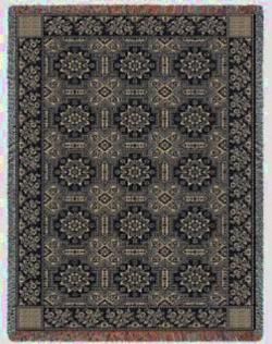 1845 Quilt  Taupe and Black Throw Blanket 
