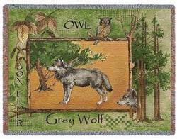 Gray Wolf Tapestry Throw