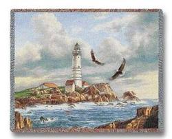 Boston Lighthouse Tapestry Throw