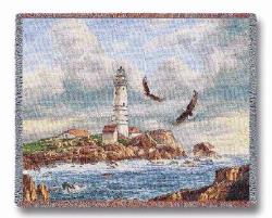 Boston Lighthouse Tapestry Throw
