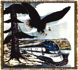 River Eagle Train Tapestry Throw