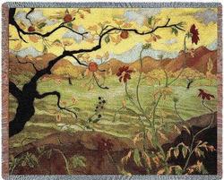 Apple Tree with Red Fruit Tapestry Throw