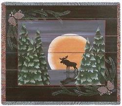 Moonlight Moose Tapestry Throw