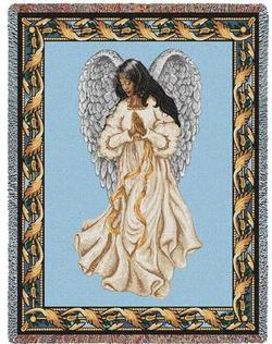 African American Guardian Angel Tapestry Throw