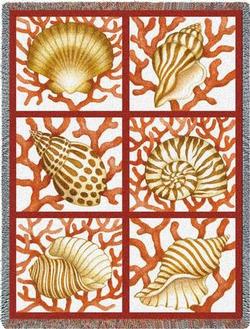 Shells and Coral Tapestry Throw