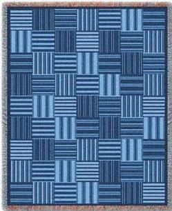 Tile Blue Tapestry Throw Blanket