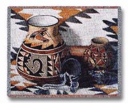 Kokopelli Pot Tapestry Throw