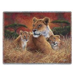 Motherly Lion Tapestry Throw
