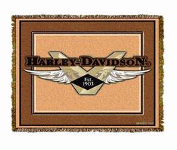 Harley Davidson ® Vintage Patch Tapestry Throw