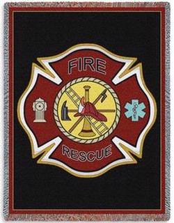 Firefighter Shield Tapestry Throw