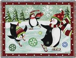 Christmas Penguin Tapestry Throw