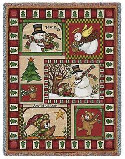 Christmas Bear Patchwork Tapestry Throw