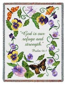 Psalm 46:1 Butterflies Tapestry Throw