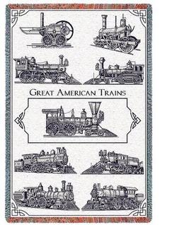 Great American Trains Throw Blanket