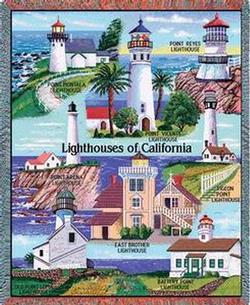 California Lighthouses Tapestry Throw