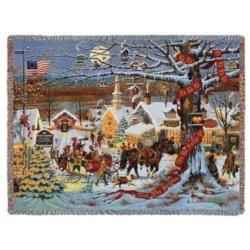 Small Town Christmas Tapestry Throw