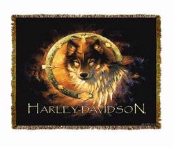 Harley Davidson ® Wolf Eagle Spirit Tapestry Throw