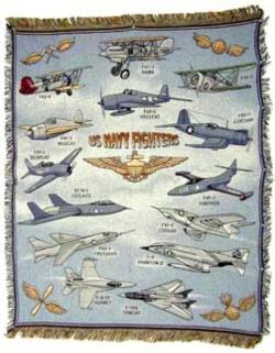 U.S. Navy Fighter Planes Tapestry Throw