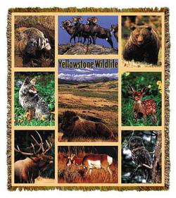 Yellowstone National Park Wildlife Tapesatry Throw