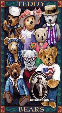 Teddy Bear Americana Tapestry Throw