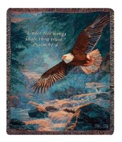 Psalm 91:4 American Majesty Tapestry Throw