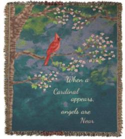 When A Cardinal Appears Light Tapestry Throw