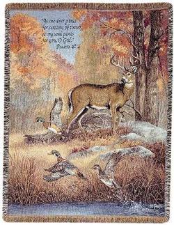 Psalms 42:1 Fur Feathers and Fall Tapestry Throw