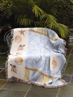 NEW Seashells by the Seashore Tapestry Throw
