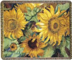 Sunny Faces Sunflower Tapestry Throw