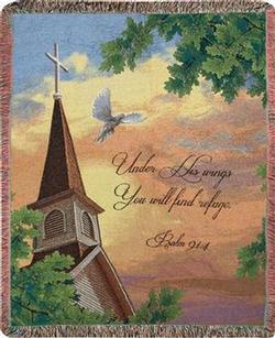 Psalms 91:4 Under His Wings Tapestry Throw