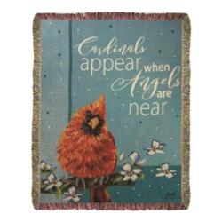 When A Cardinal Flowers Tapestry Throw