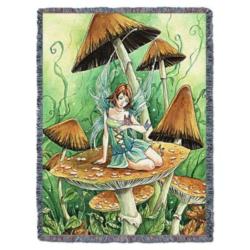   Among The Mushrooms - Meredith Dillman Woven Blanket