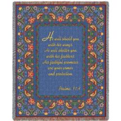 Psalm 91:4 He Will Shield You With His Wings Tapestry Throw