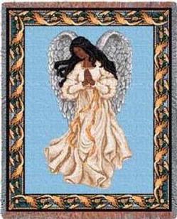 African American Guardian Angel Tapestry Throw