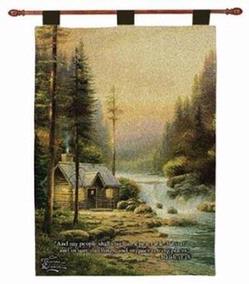 Evening in the Forest with Verse Tapestry Wall Hanging