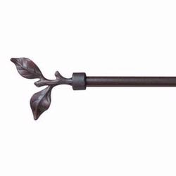 Rustic Leaf Curtain, Drapery or Wall Hanging Dowel Rod with Finial