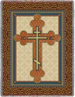 Orthodox Cross Tapestry Throw