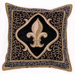 Fleur De Lis - Black Tapestry Pillow